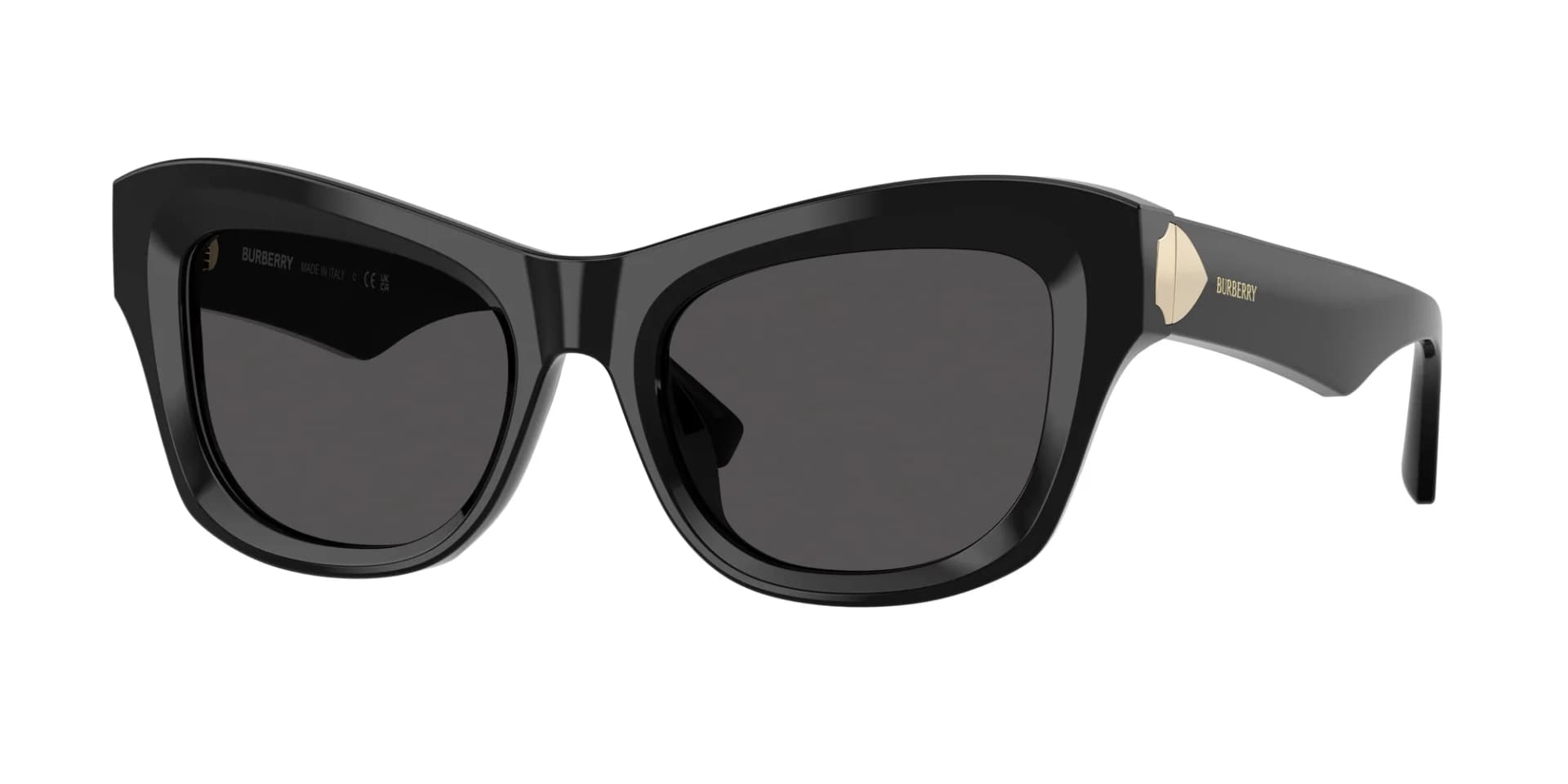 Burberry Sunglasses BE4442U in Black (U 3001/87), front three-quarter view