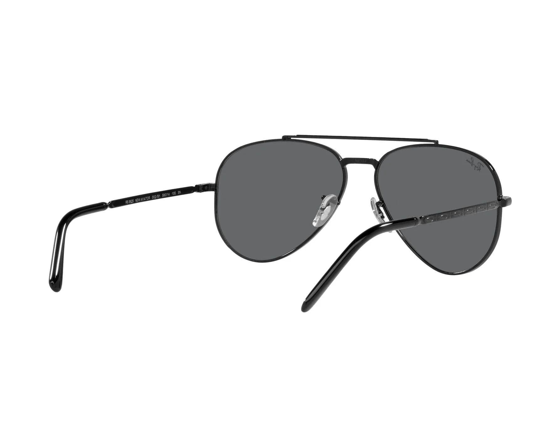 Ray-Ban 3625 New Aviator Sunglasses in Black (002/B1), viewed from behind