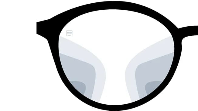 ZEISS Progressive Light 2 D Lenses, ZEISS visualisation of the Light 2 D lens zones in a round frame