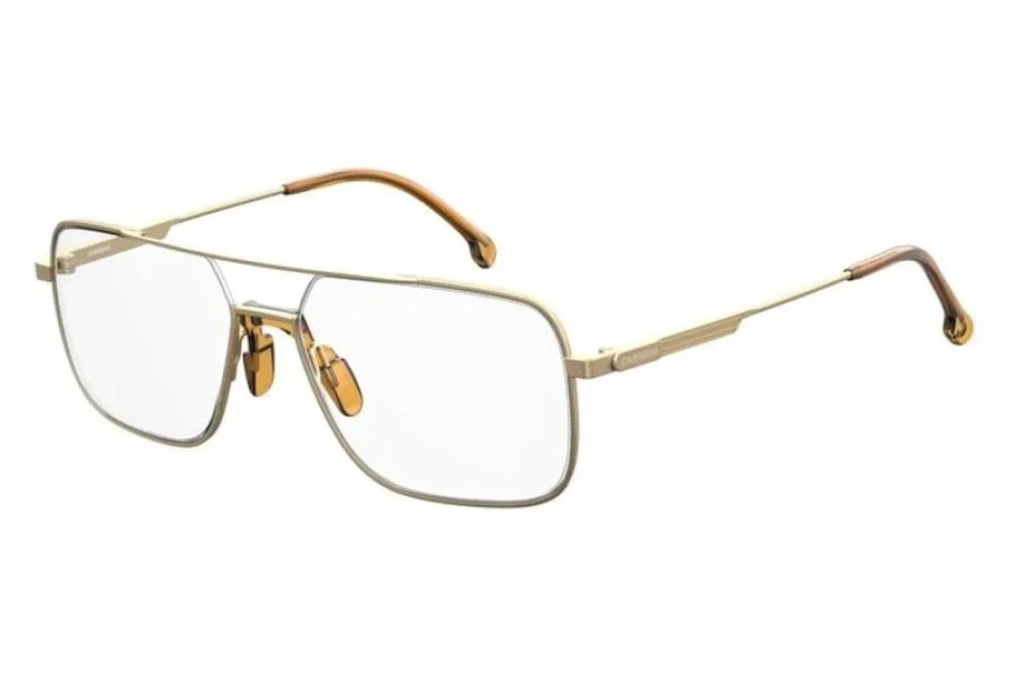 Carrera 1112 eyeglasses in matte gold (AOZ), front three-quarter view