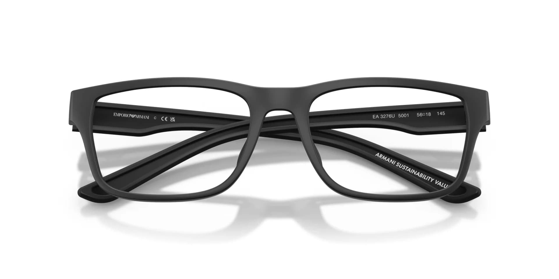 Emporio Armani Frame EA3276U in Matte Black (5001), folded view