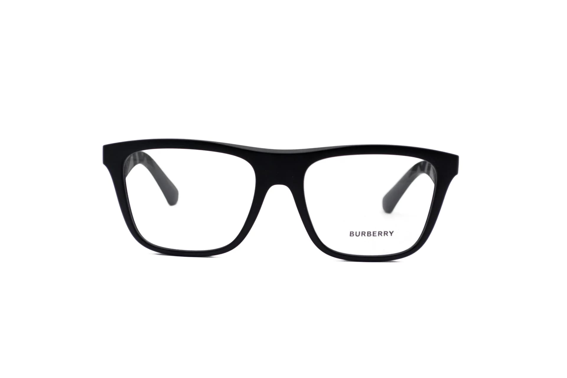 Burberry BE2432U square optical frame in 3464 Matte Black, straight front view