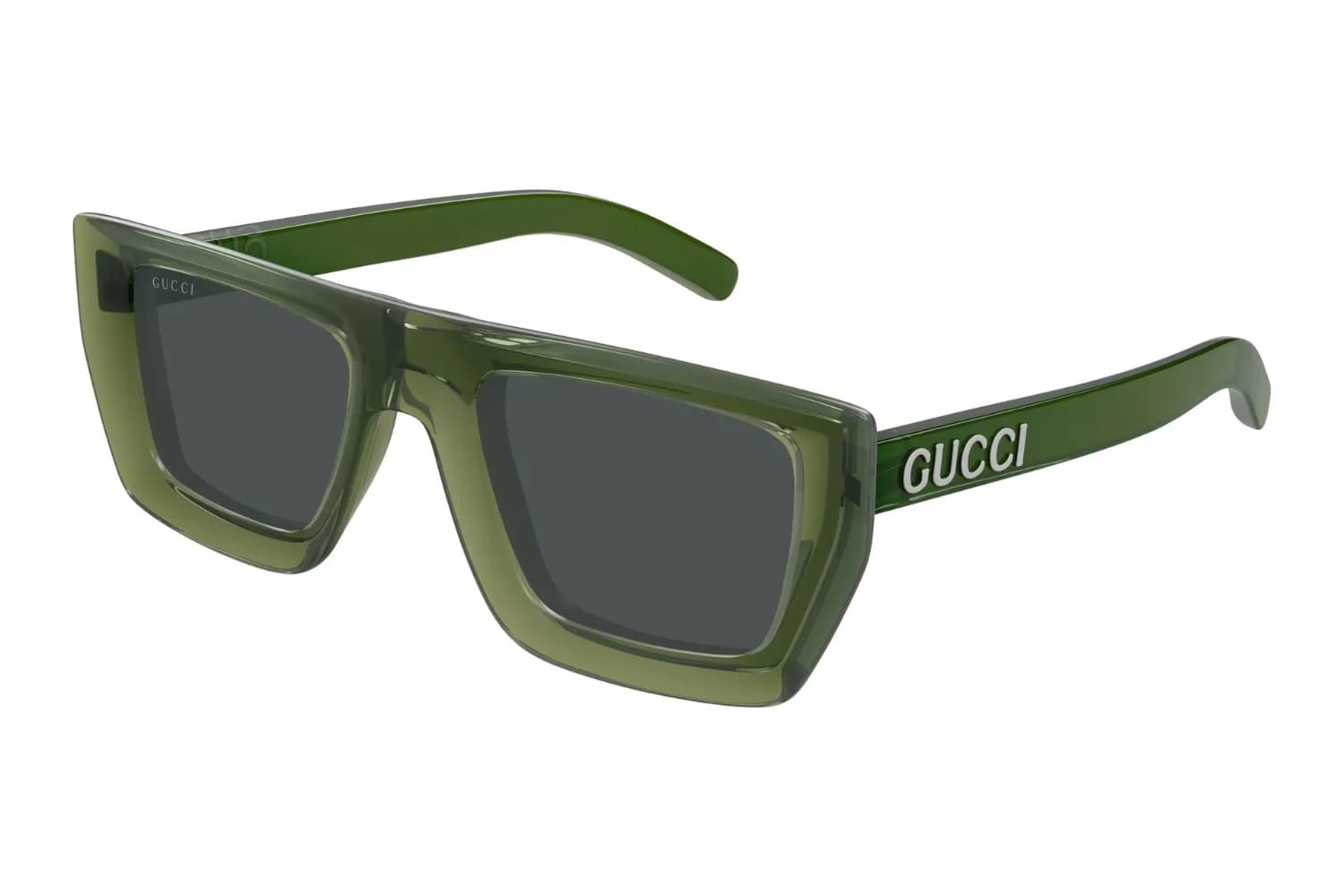 Gucci Sunglasses GG1723S in Green / Grey (004), front three-quarter view