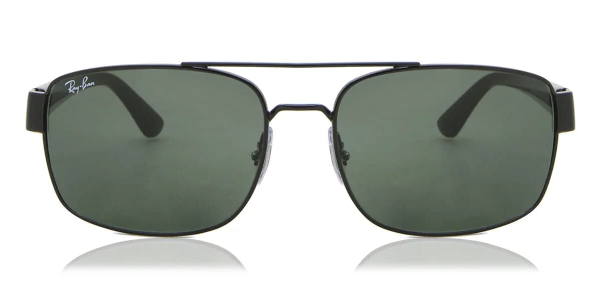 Ray-Ban RB3687 Sunglasses in Black / Green (002/31), straight front view