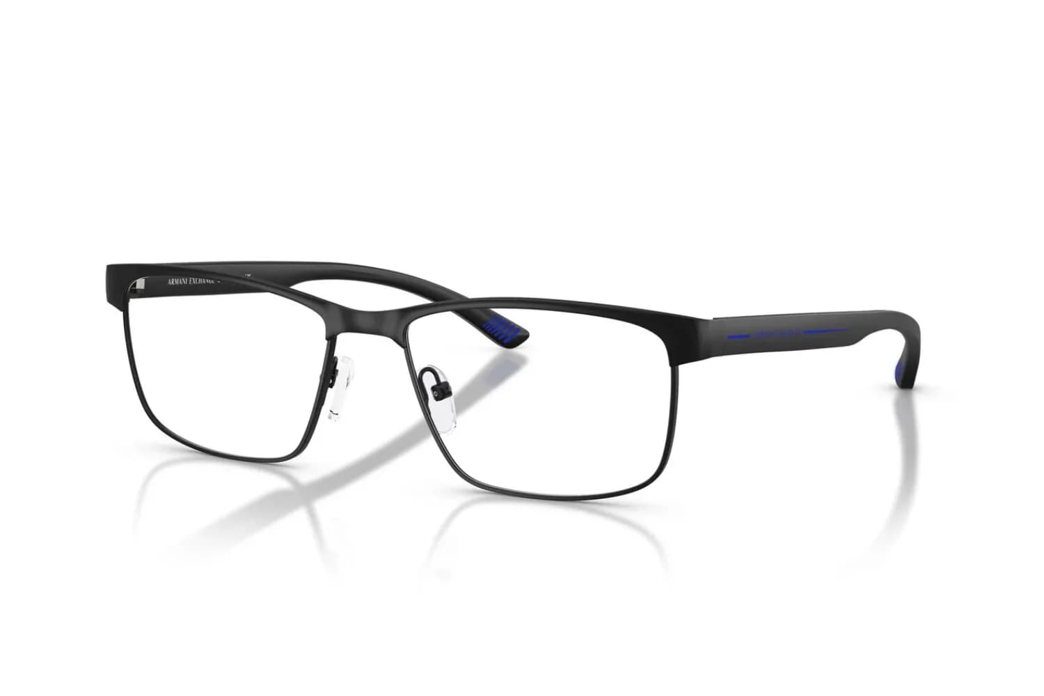 Armani Exchange Frame AX1070 in Matte Black (6000), front three-quarter view