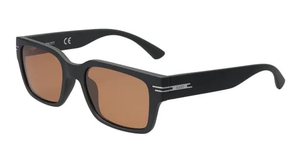 Scott SC3258 Barrie C2 matte black square polarized sunglasses with brown lenses, three-quarter view
