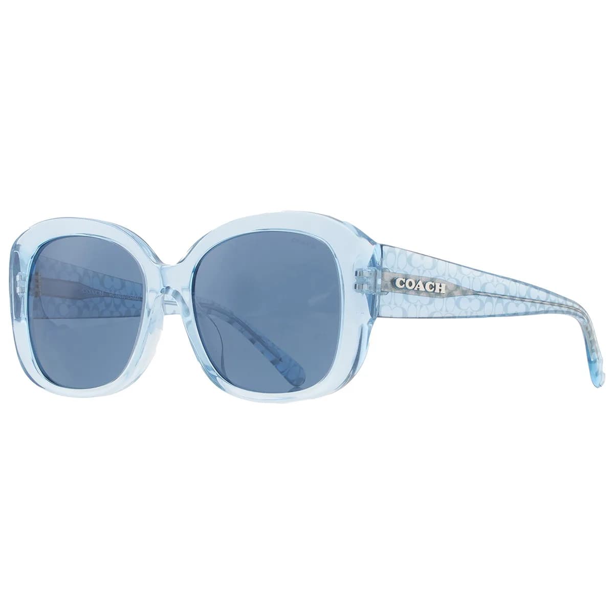 Coach Sunglasses HC8363U in Transparent Blue (574080), front three-quarter view