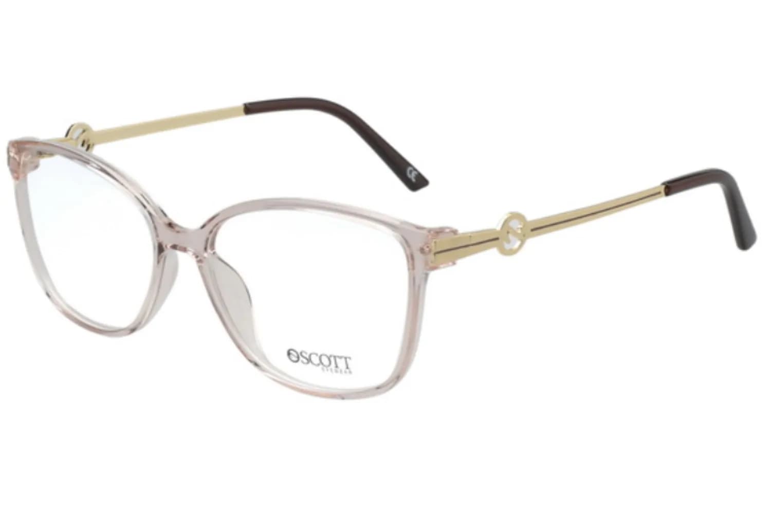 Scott Frame 5819 in Transparent Pink / Brown (C3), front three-quarter view
