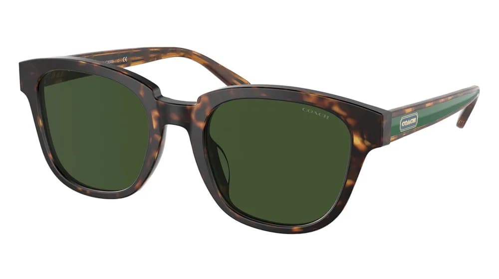 Coach Sunglasses HC8340U in Matte Dark Tortoise (512071), front three-quarter view