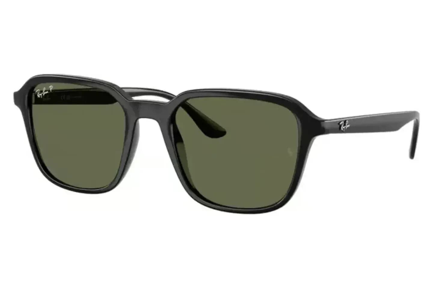 Ray-Ban RB4465I black square sunglasses with green polarized lenses (601/9A), front three-quarter view