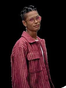 Essilor Eyezen Start Rx Transitions Color Touch Lenses, model wearing Transitions Color Touch lenses in Ruby