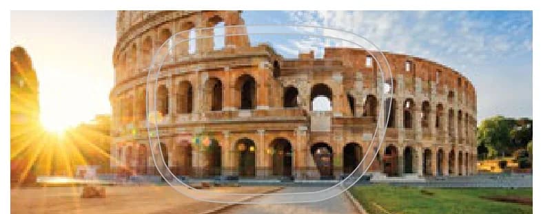 Nova Rx SV Clear Lenses: Lens outline over Colosseum photo - the panel (caption cropped off)