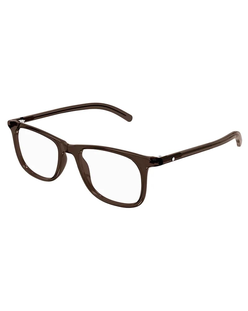 Mont Blanc Frame MB0351O in Transparent Dark Brown (002), front three-quarter view