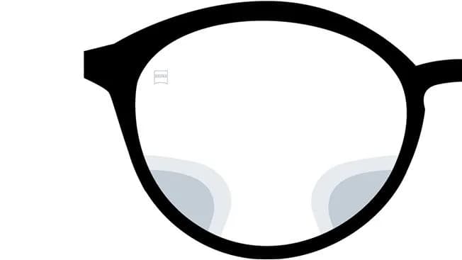 ZEISS Digital SmartLife Lenses, ZEISS illustration of the view through the lens with shaded peripheral zones at the lower sides