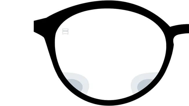 ZEISS Digital SmartLife Individual 3 Lenses, ZEISS illustration of the view through the lens with small shaded zones at the lower corners