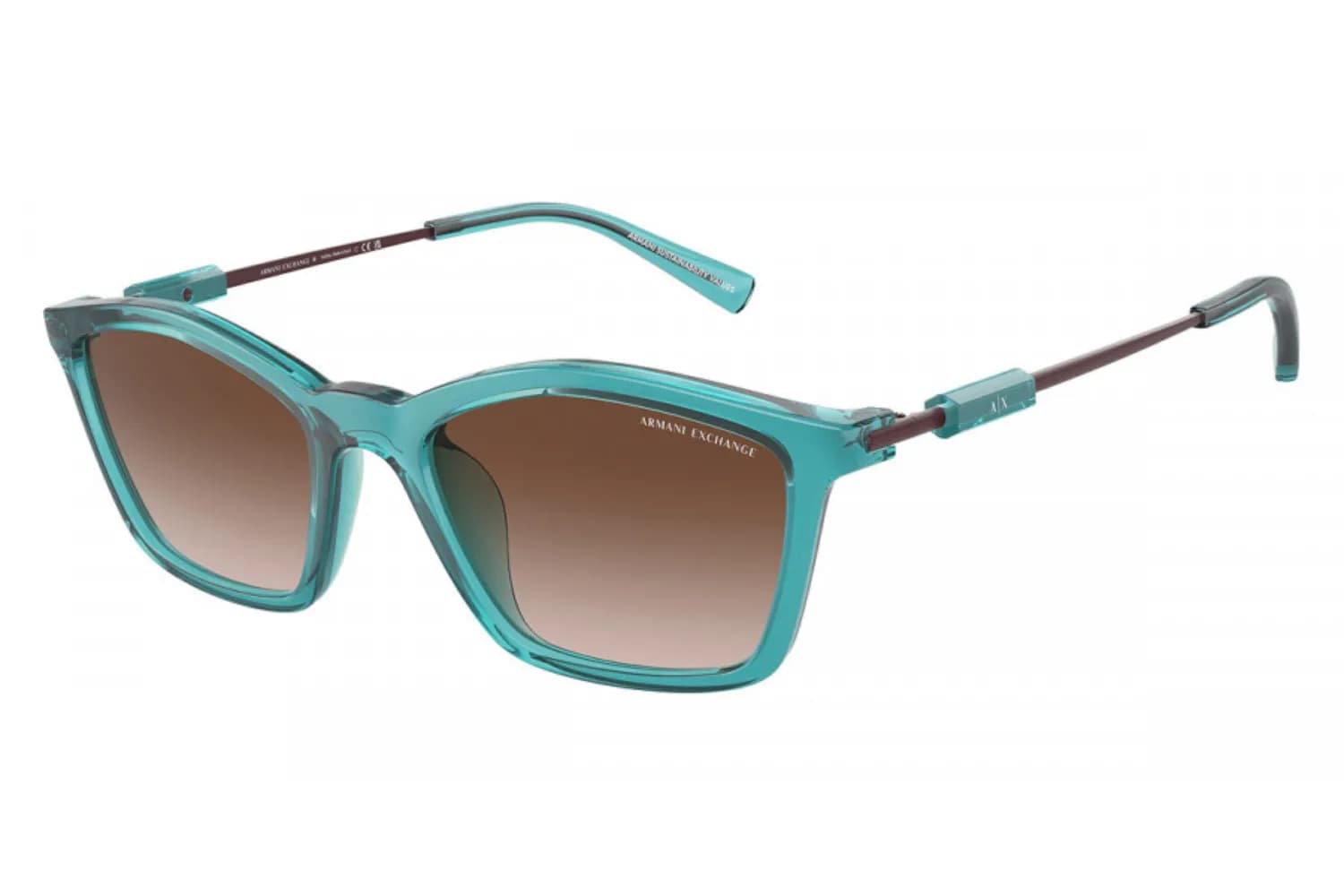 Armani Exchange Sunglasses AX4146SU in Shiny Transparent Green (835113), front three-quarter view