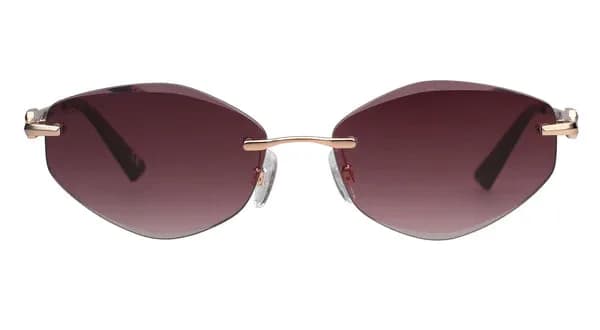 Scott 3243 C2 gold rimless geometric sunglasses with burgundy gradient lenses, front view