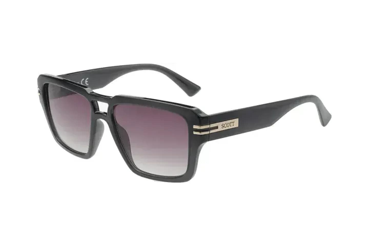 Scott SC3210 Alfredo sunglasses in black (C4) with grey-violet gradient lenses, front three-quarter view