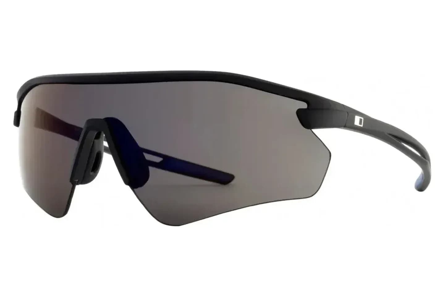 Opium OP-10485 sport shield sunglasses in matte black with grey lens (C02), front three-quarter view