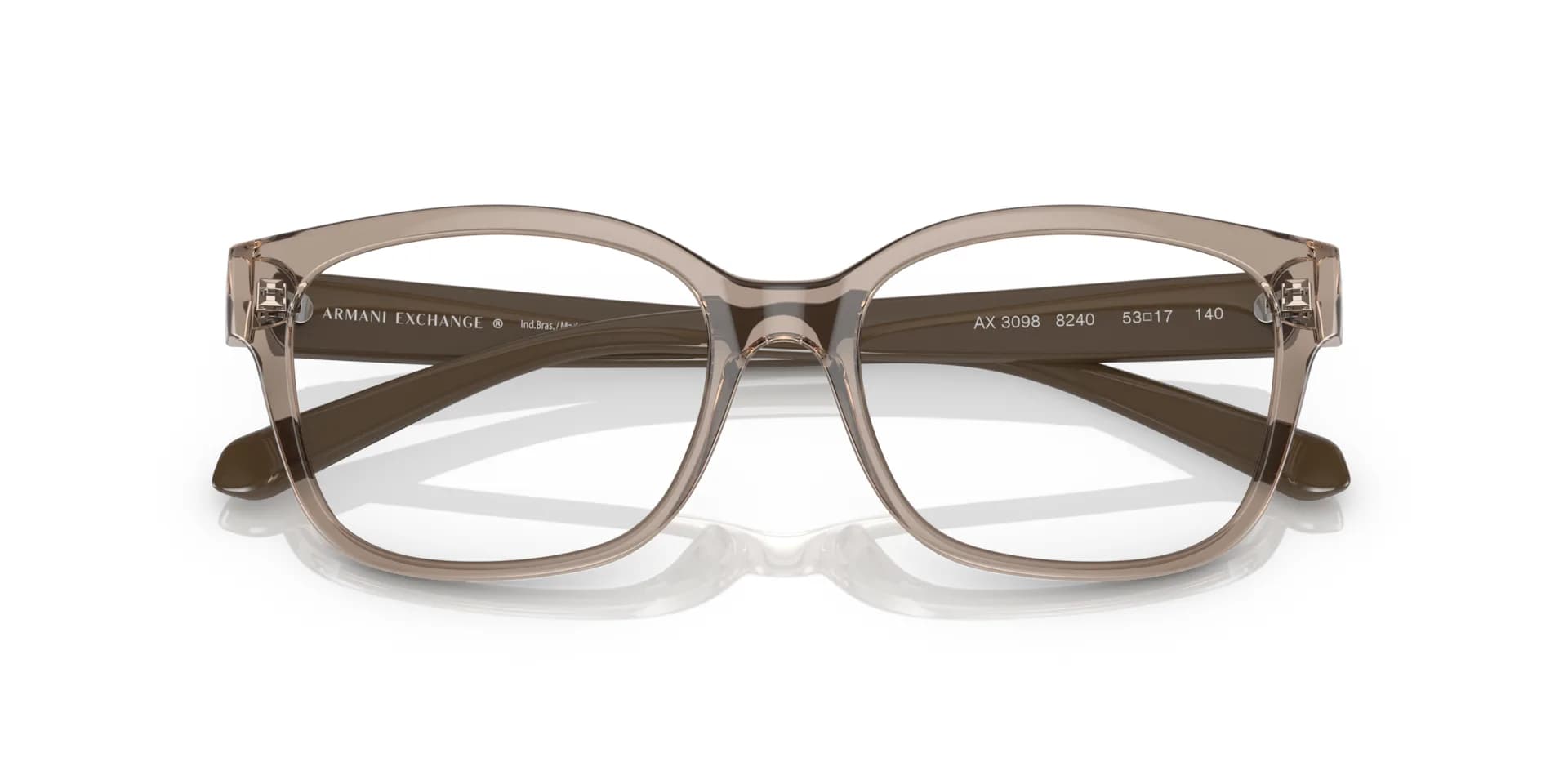 Armani Exchange Frame AX3098 in Shiny Transparent Brown (8240), folded view