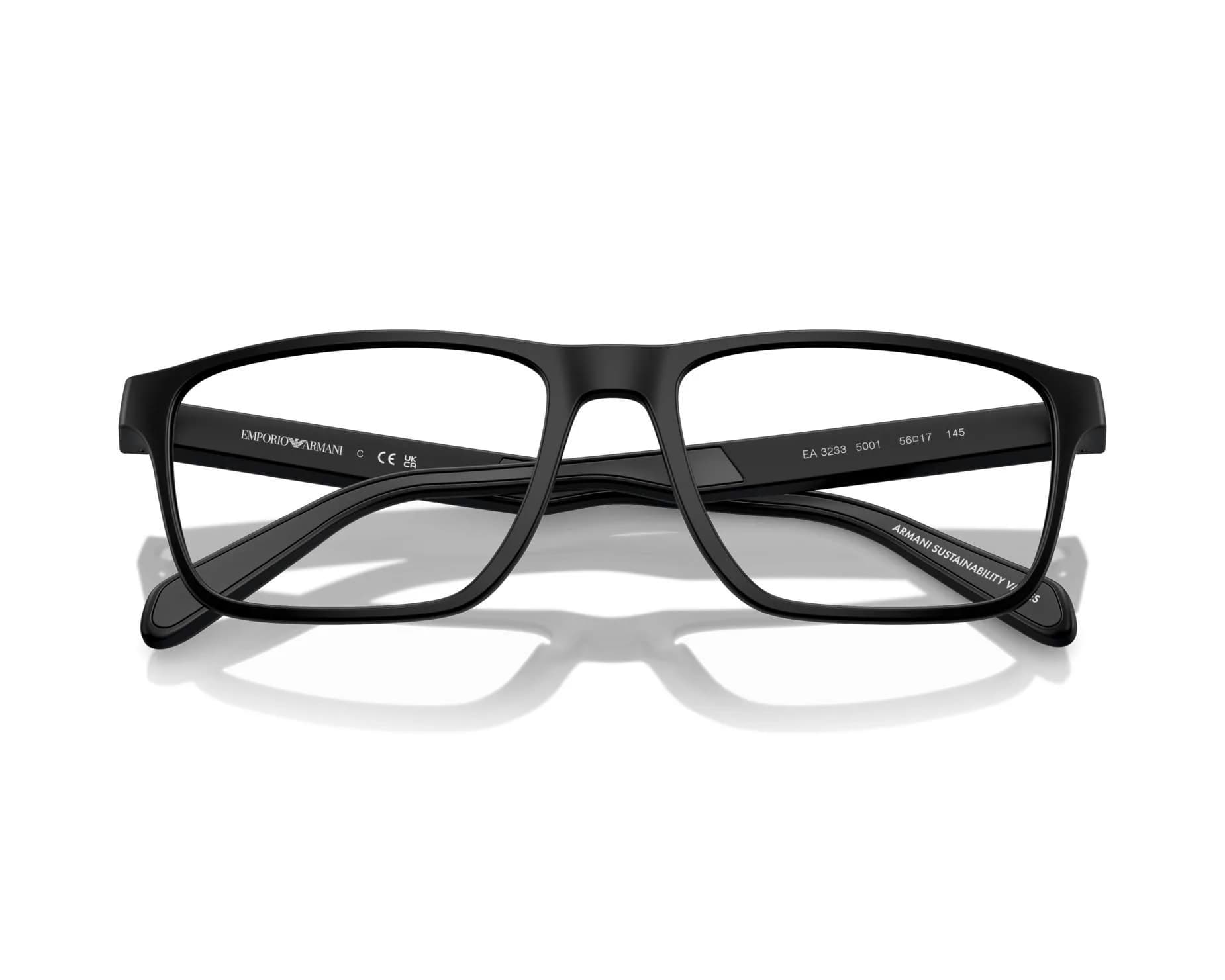 Emporio Armani Frame EA3233 in Matte Black (5001), folded view