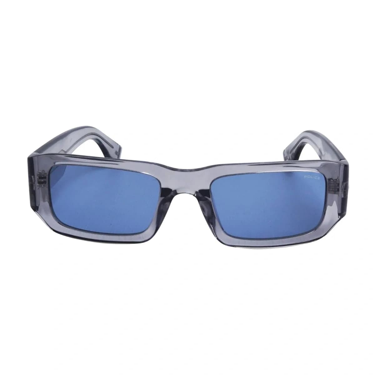 Police G.O.A.T. 6 SPLR82K sunglasses, colour 04G0 shiny transparent grey with blue lenses, straight front view