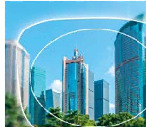 Vision Rx Lab Mineral FSV WT SV 65 mm SVG - G162 Lenses: Lens outline over city photo captioned (Thinmax comparison; same visual on p29)