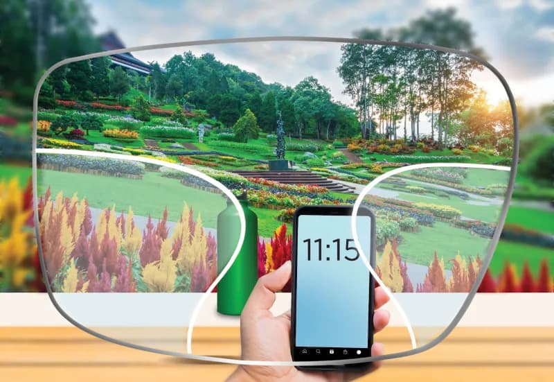 Nova HD Progressive Transitions Gen S Lenses, Nova illustration of the view through a Nova HD progressive lens with its clear viewing zones outlined