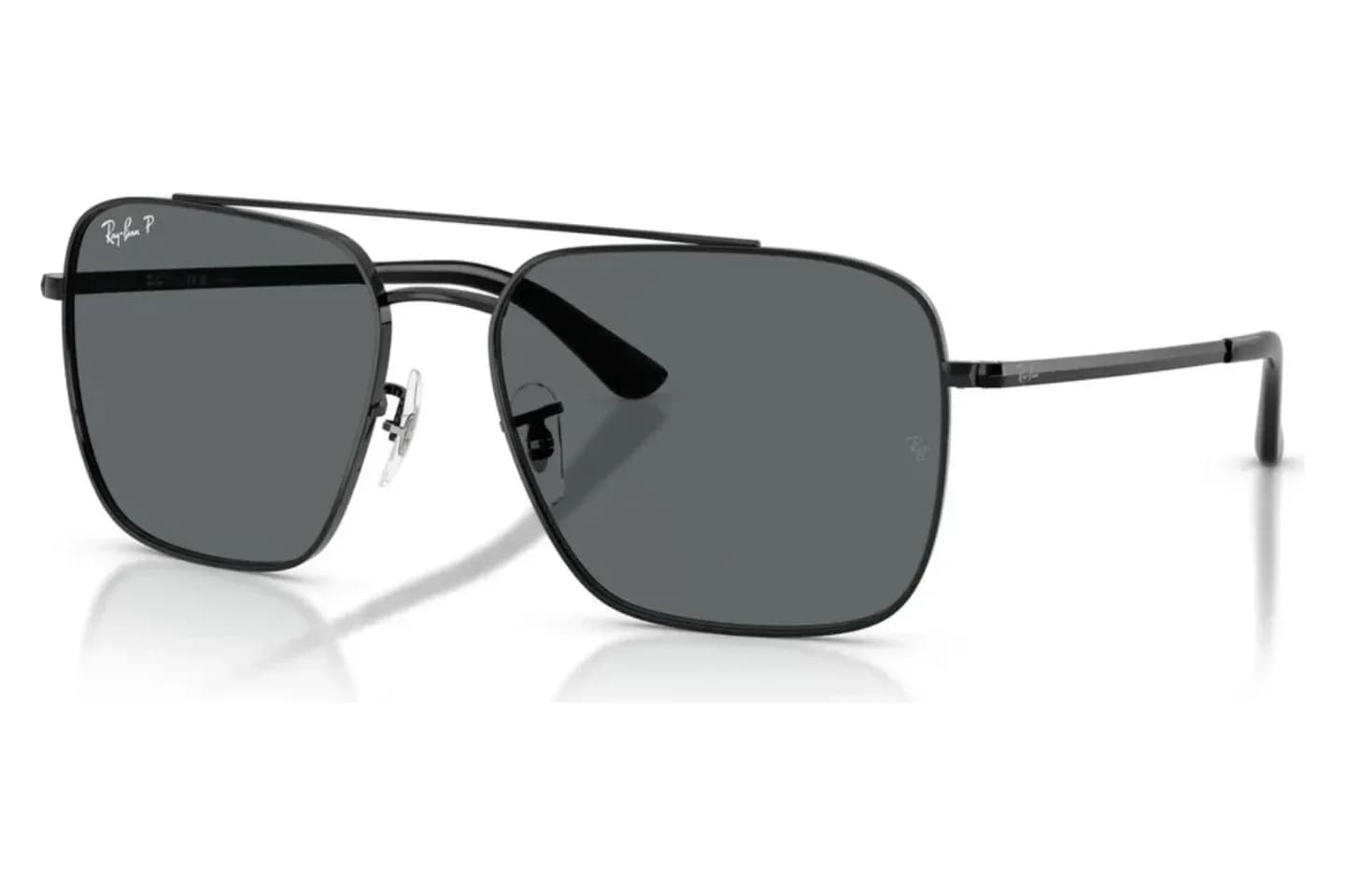 Ray-Ban RB3773I 002/81 black metal double-bridge sunglasses with polarized dark grey lenses, front three-quarter view