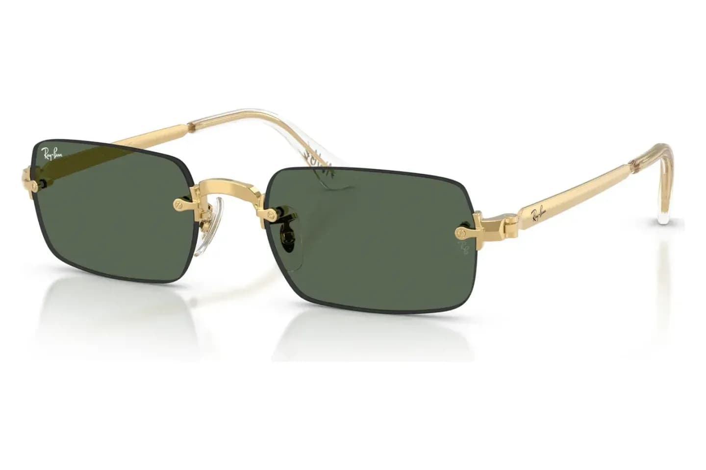 Ray-Ban RB3928 sunglasses in arista gold with green lenses (001/71), front three-quarter view
