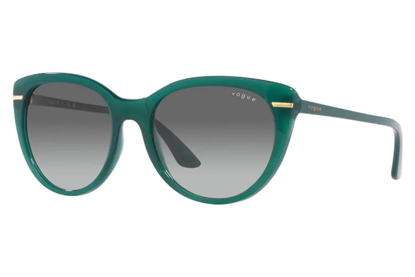 Vogue Eyewear VO5498SI cat-eye sunglasses in green (2834) with grey gradient lenses, front three-quarter view