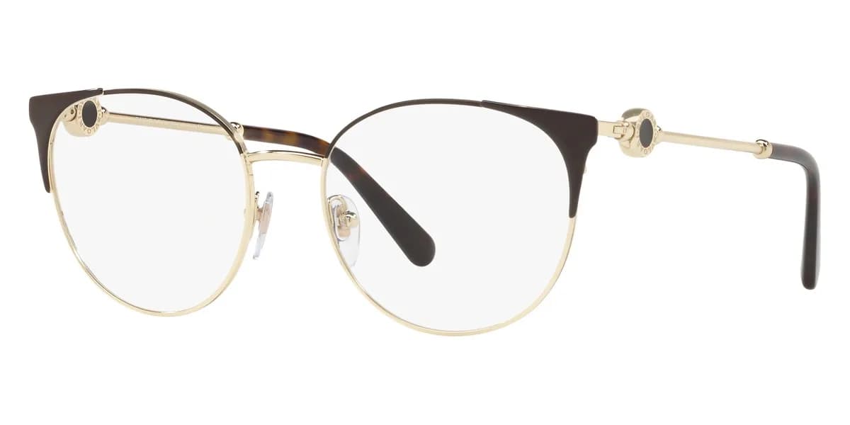 Bvlgari Frame 2203 in Brown / Pale Gold (2034), front three-quarter view